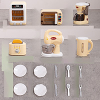 Ensemble d'appareils électroménagers miniatures en plastique coloré pour maison de poupée avec four, mixeur et grille-pain - Cadeau pour la fête des pères et les mariages