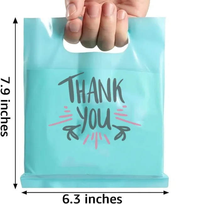 Kunden spezifische gestanzte Plastiktüten Biologisch abbaubare Plastiktüten mit Griff Gestanzte Griff taschen Großhandel für den Einkauf Lebensmittel