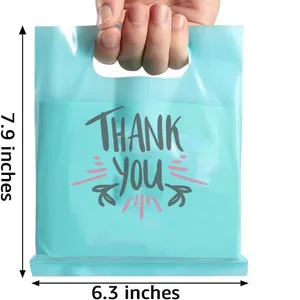 Kunden spezifische gestanzte Plastiktüten Biologisch abbaubare Plastiktüten mit Griff Gestanzte Griff taschen Großhandel für den Einkauf Lebensmittel