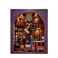 Kit DIY Book Nook - Boutique de Tarot - Puzzle en bois 3D - Scène miniature - Décoration d'étagère - Avec lumière - Cadeau pour adultes de plus de 15 ans - 17,5x14x21cm