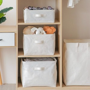 Panier de rangement en coton et lin citron, rectangulaire avec poignée, imperméable, pliable, organisateur de vêtements, petit, moyen, grand, extra grand - Product Image 5
