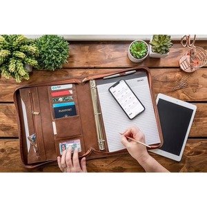 Porte-documents BSCI avec fermeture éclair métallique, classeur à 3 anneaux amovible, bloc-notes format lettre offert, pour entretiens, CV et documents - Product Image 5