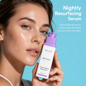Suero Nocturno de Doble Efecto con Fórmula Vegana, 10% AHA, 1% BHA, para Piel Seca, Rugosa y con Poros Grandes, Etiqueta Privada - Product Image 6