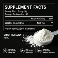 Créatine Monohydrate en Poudre Marque Blanche Supplément Pré-Entraînement OEM ODM Faible MOQ Stock Prêt à l'emploi Fournisseur Direct d'Usine en Pot