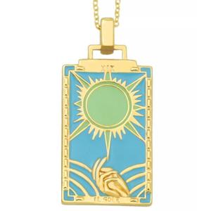 316L Vierkante Hanger Ketting Bezoedelen Gratis Enamel Ketting Sieraden 18K Gold Zon Maan <span class=keywords><strong>Tarot</strong></span> Kaart Ketting - Product Image 2