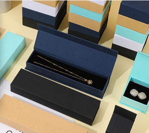 Eco‑friendly Magnetic Cardboard Jewelry <b>Boxes</b> Long Short Sizes Flock Insert For Stainless Steel Ring Moissanite Necklace Storage - Product Image 3
