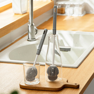 Extendable Silicone Cup <b>Brush</b> Long Handle Grey For Bottle Cleaning Household Use - Product Image 1