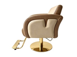 Sillón de Peluquería Hidráulico Moderno Beige de Dos Tonos, Silla de Estilista Minimalista de Cuero para Salón de Belleza - Product Image 5