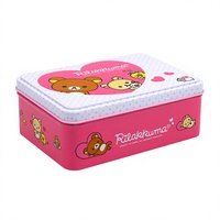 Boîte à biscuits rectangulaire en fer blanc rose personnalisée, recyclable, de qualité alimentaire, pour biscuits, bonbons, chocolat, pain
