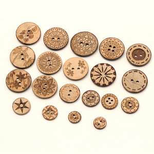 Hoge Kwaliteit Ronde Custom Logo 14l-40l Gegraveerd Natuurlijk 2 Gaten Laser Gemarkeerd Kokosnoot <span class=keywords><strong>Knop</strong></span> Houten <span class=keywords><strong>Knop</strong></span> - Product Image 1