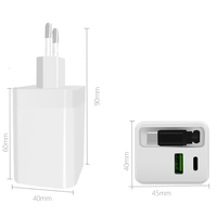 Cargador Rápido de 45W con Cable Retráctil, Enchufe Europeo, Carga USB-C PD para Teléfono Móvil, Portátil, Reloj Inteligente, Cargador de Pared de Fábrica OEM