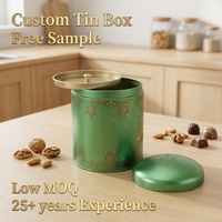 Boîte en fer blanc personnalisée, écologique, de qualité alimentaire, avec couvercle intérieur hermétique pour noix, sucre, chocolat, café, thé matcha