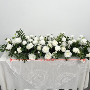 DKB Décoration de mariage personnalisée, centre de table en fleurs de rose en soie réaliste, chemin de table rose de haute qualité, fait main, longue durée, pour arche - Product Image 3