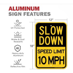 Señal Reflectante <span class=keywords><strong>de</strong></span> Reducción <span class=keywords><strong>de</strong></span> Velocidad, Límite <span class=keywords><strong>de</strong></span> Velocidad <span class=keywords><strong>de</strong></span> 10 MPH, Señal <span class=keywords><strong>de</strong></span> Tráfico <span class=keywords><strong>de</strong></span> Aluminio Resistente al Agua y a la Corrosión - Product Image 4