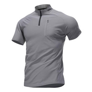 DOVEARK 2025 nuovo 88% in poliammide 12% Spandex con cerniera nascosta mezza cerniera veloce da uomo che corre da palestra t-shirt con colletto sportivo - Product Image 3