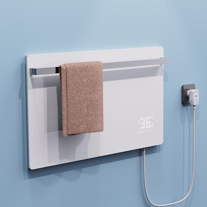 Sèche-serviettes électrique 130W, chauffe-serviettes infrarouge en <span class=keywords><strong>verre</strong></span>, pliable, mobile, mural, design moderne pour salle de bain - Product Image 3