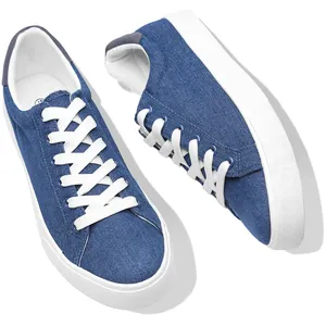 Wholesale Custom Classic Denim Upper Lace-Up Round Toe Men'S Casual Men Sport Walking Canvas Shoes For Men New Style