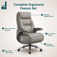 Fauteuil de Direction Inclinable de Luxe en Cuir Épais avec Appui-tête Réglable et Accoudoirs 4D, Chaise Robuste pour Bureau et Salle d'Attente