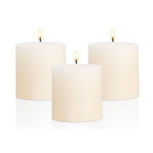 Set of 3 Unscented Handpoured <strong>3x3</strong> Ivory Pillar <strong>Candles</strong> for Weddings, Home Decoration, Restaurants, Spa, Church Smokeless <strong>Candles</strong> - Product Image 2