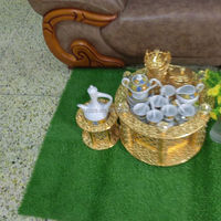 Nouvelle Collection 2026 : Ensemble de Table à Café Habesha Dorée Traditionnelle de Luxe Éthiopienne - Design Classique