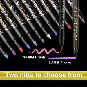 Vente chaude Métallique <span class=keywords><strong>Peinture</strong></span> Marqueurs Pinceau Pointe Art Permanent Métallique Encre Marqueur Stylos pour Rock <span class=keywords><strong>Peinture</strong></span> <span class=keywords><strong>Noir</strong></span> Papier Photo - Product Image 4