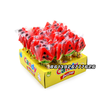 Bonbons durs de sucette de forme de pastèque de saveurs de fruit doux d'OEM