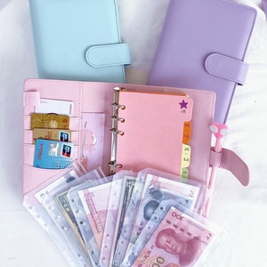 Carpeta de cuaderno en espiral A5 A6, sobres con cremallera en efectivo, cubierta de cuero PU, <span class=keywords><strong>Agenda</strong></span>, planificador, presupuesto escolar, gestión del dinero, diario de regalo - Product Image 2