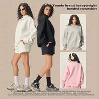 Ensemble sweat-shirt et short en molleton style dopamine, col roulé, coupe ample et oversize, 350 GSM, pour femme, collection automne, style hip-hop