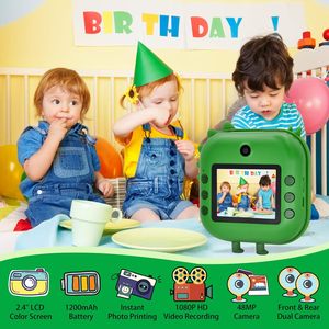 Appareil photo numérique instantané pour enfants, dessin animé mignon, écran IPS de 2,4 pouces, papier thermique adhésif, garantie 1 an, filtre pour enfants - Product Image 2