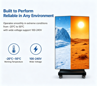 Écran publicitaire LED pliable sur 3 côtés |   Affiche LED pliable en trois parties |   Affichage numérique sur pied pour intérieur