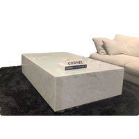 Table basse moderne en MDF avec plateau en marbre blanc, table en bois d'ingénierie durable pour salon, hôtel et salle à manger