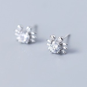 925 Sterling <strong>Silver</strong> Small Cute Animal <strong>Crab</strong> Shape Earings Rose Gold Plated Cubic Zirconia Stud Earrings Fashion <strong>Jewelry</strong> for Women - Product Image 4