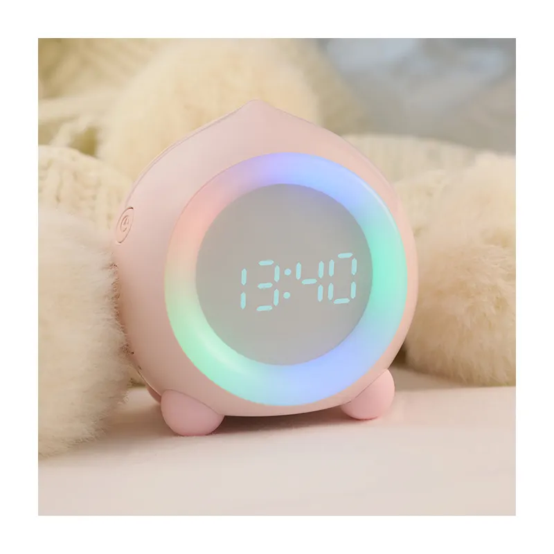 alarm clock for kids children sleep trainer snooze nap timer sleep sounds machine teach children time to wake up night light