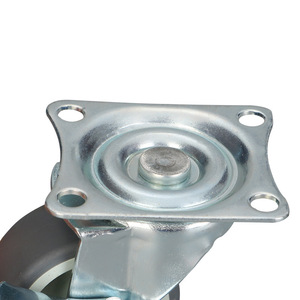 Tpr Swivel Caster 1.5 Inch Flat Bottom Side Brake Ball Bearing Gray Industrial Furniture Wheel - Product Image 1