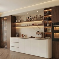 Cuisine Modulaire Moderne Européenne de Luxe, Finition Stratifiée, Panneaux de Portes en Mélaminé, Acrylique et Marbre, Fixation Murale pour Appartement