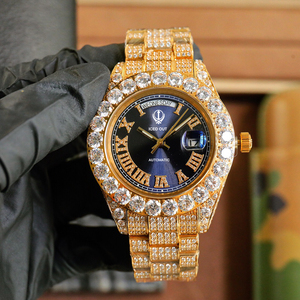 นาฬิกากลไกอัตโนมัติติดเพชรสุดหรูสำหรับผู้ชายนาฬิกาเพชรโมอิสพร้อมตัวทดสอบผ่านเพชร - Product Image 2