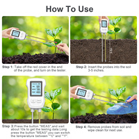Analyseur de sol 3-en-1 KONLEN avec double sonde, écran LCD, mesure de l'humidité, du pH et de la température du sol, pour la maison, le jardin, l'agriculture professionnelle, AAA