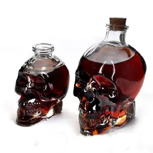 Hot Bán 500Ml 700Ml Hình Skeleton Weishi Tinh Thần Chai Thủy Tinh Trong Suốt Skeleton Chai Thủy Tinh Rượu Vang Với Woodcork