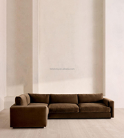 Canapé d'angle moderne de luxe Ferly, tissu velours marron, ensemble de canapés pour salon, taille et couleur personnalisables, mobilier de villa.