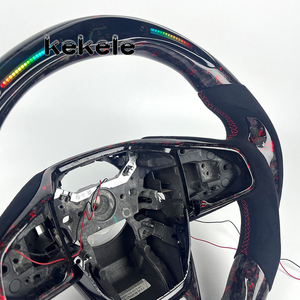 Volante Deportivo de Fibra de Carbono con LED Rojo Forjado para <span class=keywords><strong>Honda</strong></span> Civic 10ª Generación, Compatible con Civic 11ª Generación, Civic 9ª Generación, <span class=keywords><strong>CRV</strong></span>, XRV 2016-2018, Personalizable - Product Image 4