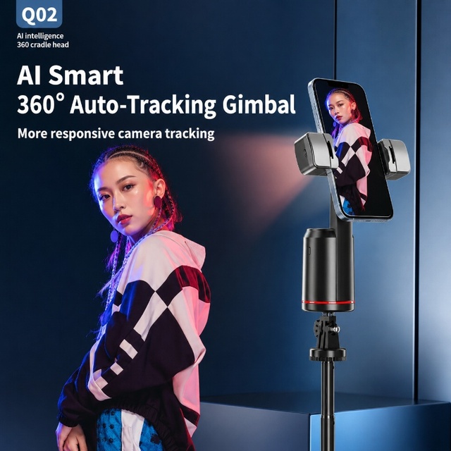 C0056 Remote AI Smart Auto-Tracking Gimbal Q02 Tracking Axis 360° Auto Tracking Multifunctional Face Tracking Phone Holder