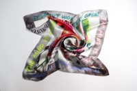 Foulard carré en soie imprimé pour femme, 55 cm, motif personnalisé numérique, ourlet cousu à la machine