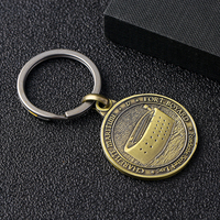 Porte-clés personnalisé en alliage métallique moulé sous pression avec logo en relief 3D, forme ronde, bronze antique, fabriqué par Hesank Factory