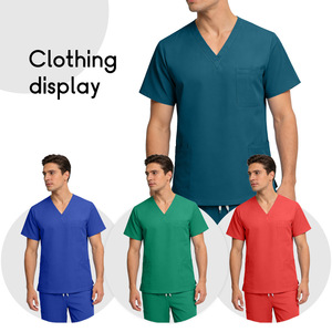 Surgical <b>Scrub</b> <b>Set</b> Unisex V-Neck Top And Pants Moisture Wicking For Hospital Clinic Workwear - Product Image 2