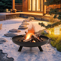 Nouvelle Fontaine à Feu Portable en Acier Carbone pour Extérieur, Barbecue de Jardin, Chauffage et Gril pour Camping