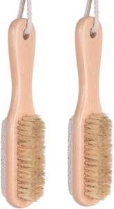 Brosse de douche pour pieds en bois naturel avec poils, pierre ponce et fonction élimination des peaux mortes - Product Image 2