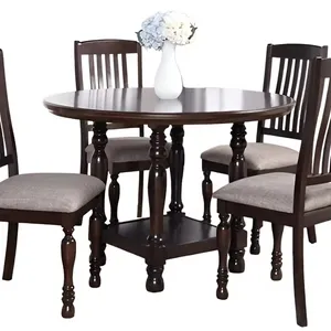 Modern Farmhouse 5-pieces Dining Table Set Wiht 4 Dining Slat Back Chairs Home Furniture Wood in Palazzo Marina Color Luxury