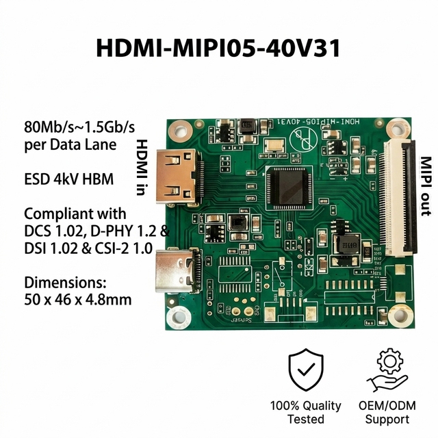 Mini Industrial HD-MI to MIPI Converter Bridge Module 1.5Gbps D-PHY 1.2 4K 30fps DSI Board for Medical/Industrial Monitor