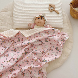 Couvertures de bébé 48*59 pouces pour garçons et filles avec le devant en coton imprimé d'animaux et les jetés de <span class=keywords><strong>lit</strong></span> en polaire à pois avec fermeture éclair/ - Product Image 4