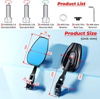 Rétroviseurs pliables en alliage d'aluminium, résistants à la pluie, anti-éblouissement, avec lentilles bleues, pour moto, VTT, cyclomoteur, scooter